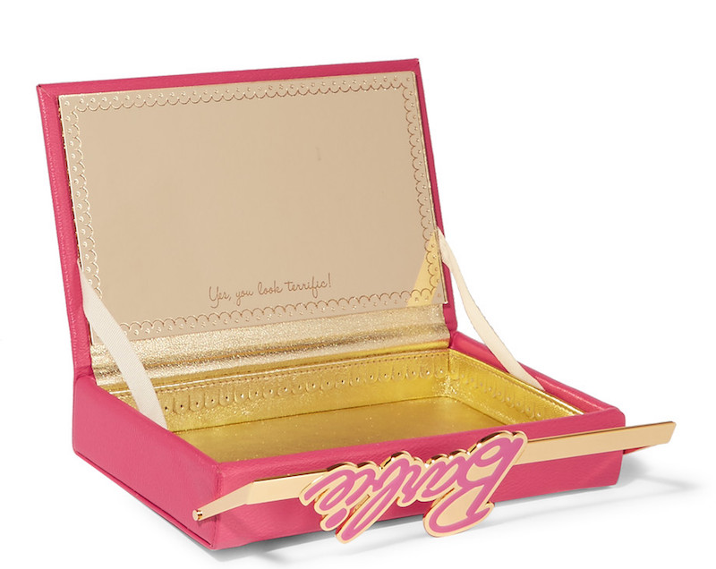 CHARLOTTE OLYMPIA + Barbie® Vanina textured-leather box clutch_inside