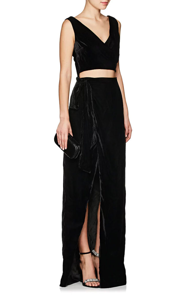 AZEEZA Velvet Wrap Gown_side view