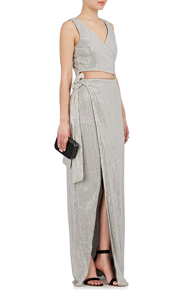 Azeeza dress barneys ny_Sequined Silk Wrap Gown_side view