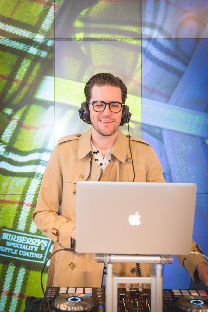 Matt Roan wearing Burberry at Burberry x Elle event in Chicago