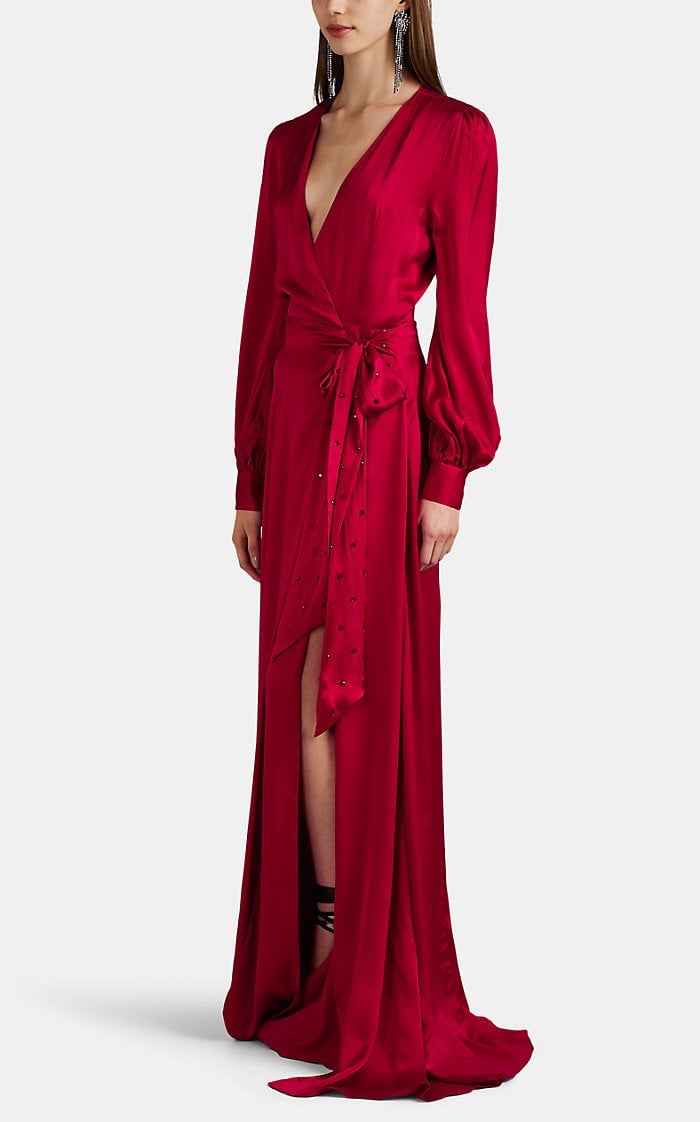 azeeza silk wrap dress