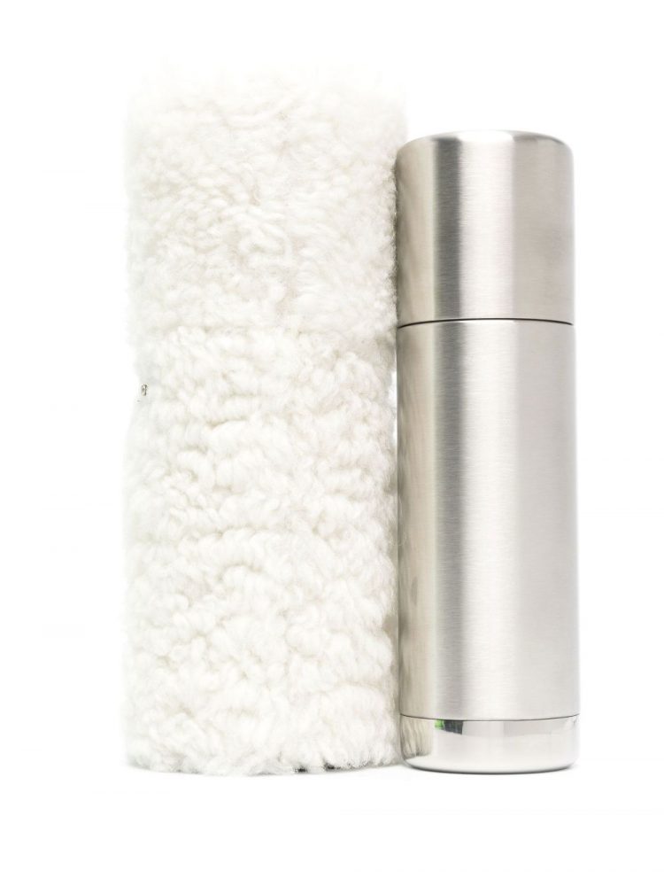 Jil Sander Neutral Thermos Bottle And Shearling Case