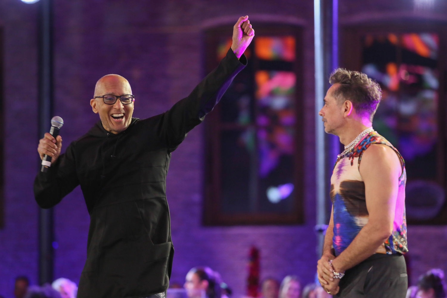 Designer Jack Cave and Bob Faust MCA Art Edge gala 2022 Nick Cave Jack Cave: The Color Is and Nick Cave: Forothermore