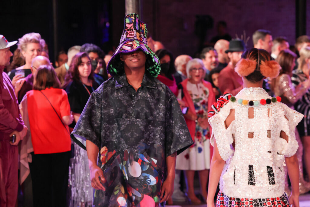 Nick Cave and Jack Cave, The Color Is, performance at ArtEdge Gala in the DuSable Museum of African American History Roundhouse May 21, 2022 Photo by Jeremy Lawson Photography-MCA Art Edge gala 2022 Nick Cave Jack Cave: The Color Is and Nick Cave: Forothermore